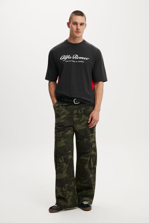 Cropped Fit Alfa Romeo T-Shirt - Lcn Alf Washed Black / Panel
