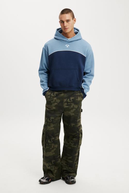Cropped Fit Graphic Hoodie - Chalk Blue/Panel