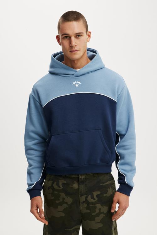 Cropped Fit Graphic Hoodie - Chalk Blue/Panel