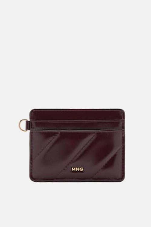 Diagonal card holder - dark red