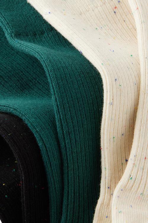 3 Pack Easy Socks - Vintage Bone Fleck/Black Fleck/Evergreen