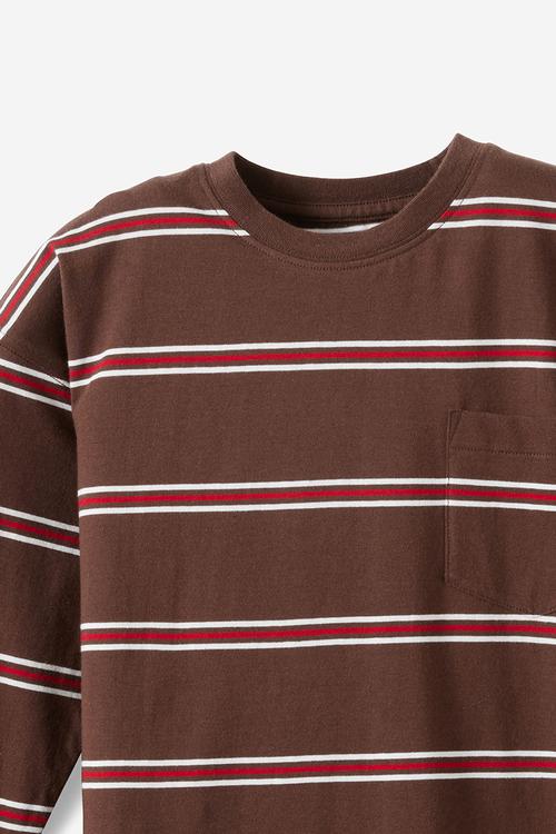 The essential long sleeve tee - rocky road/heritage red/vanilla stripe