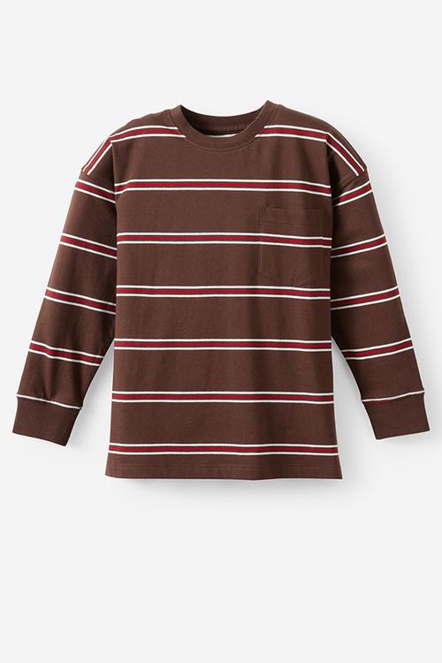 The essential long sleeve tee - rocky road/heritage red/vanilla stripe