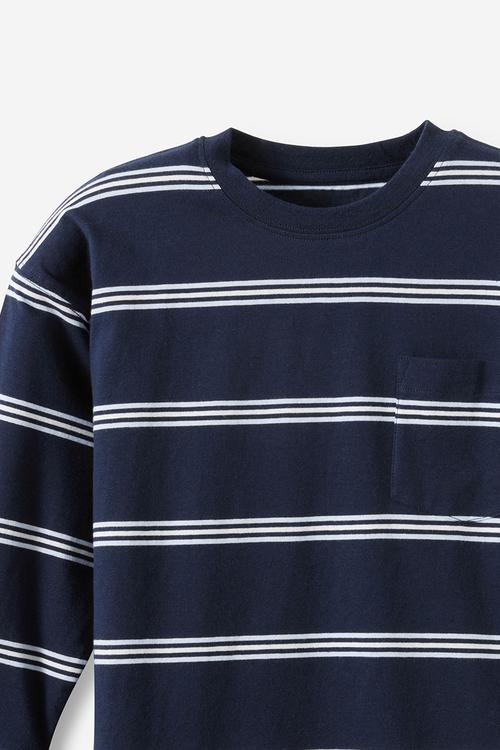 The essential long sleeve tee - squid ink/vanilla/ice blue stripe