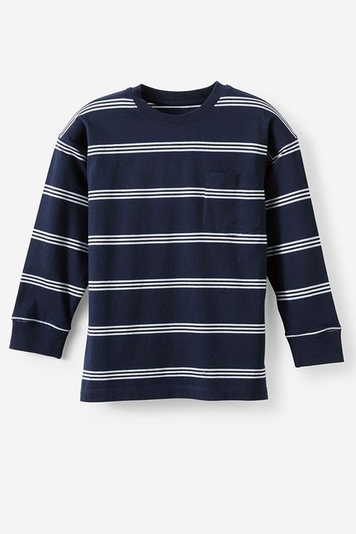 The essential long sleeve tee - squid ink/vanilla/ice blue stripe
