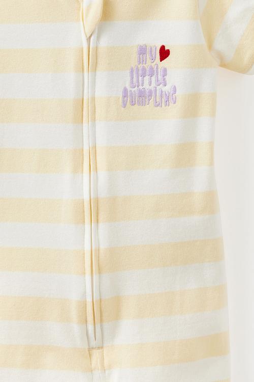 The Short Sleeve Zip Romper -  Lemon Squash Stripe/My Little Dumpling