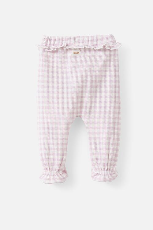 Organic Pointelle Footed Legging - Thistle/Gingham