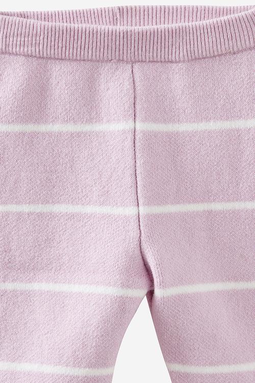 Organic Rib Knit Legging - Thistle/Double Stripe