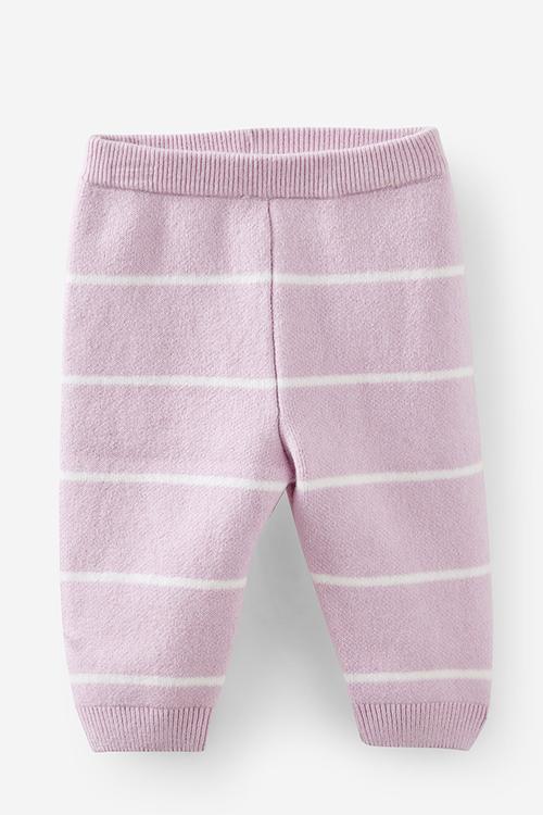 Organic Rib Knit Legging - Thistle/Double Stripe