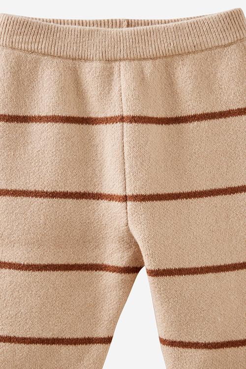 Organic Rib Knit Legging - Latte Cream/Double Stripe