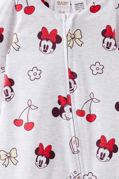 The Long Sleeve Zip Romper License - Lcn Dis Snow Marle/Minnie Love