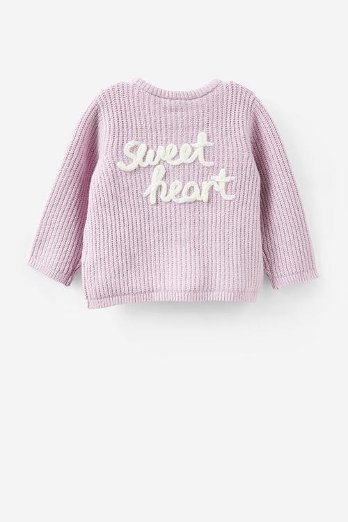 Organic Knit Cardigan - Thistle/Sweet Heart