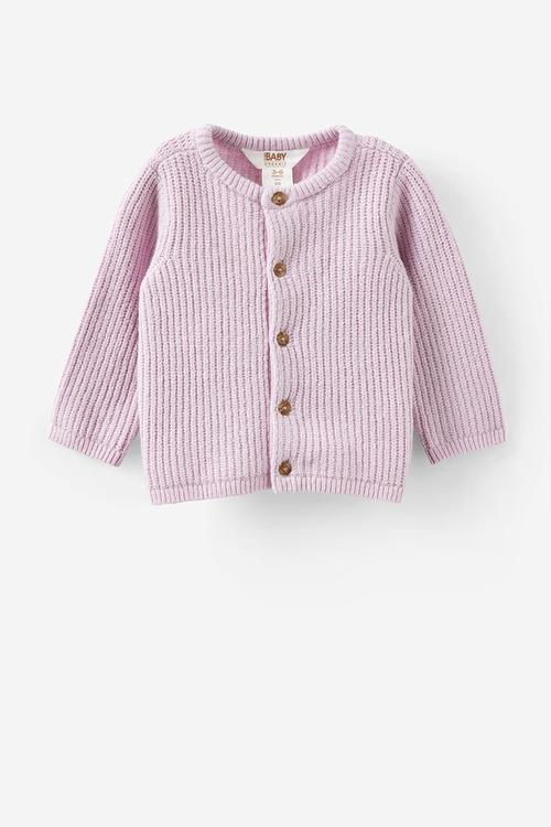 Organic Knit Cardigan - Thistle/Sweet Heart