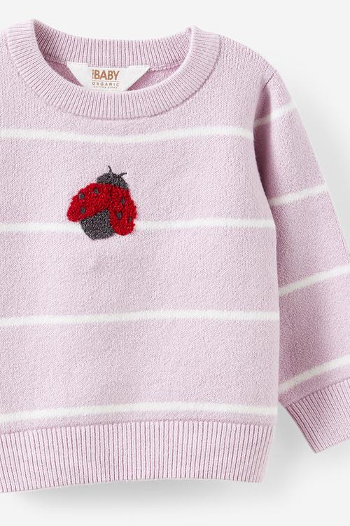 Organic Knit Sweater - Thistle/Double Stripe