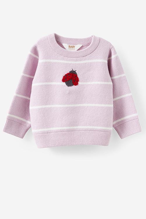 Organic Knit Sweater - Thistle/Double Stripe