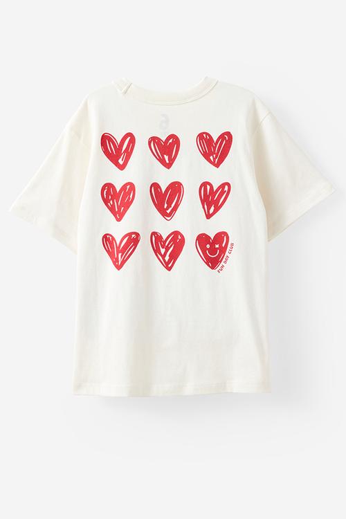 Poppy Oversize Graphic Print Tee - Vanilla/Hearts Fun Day