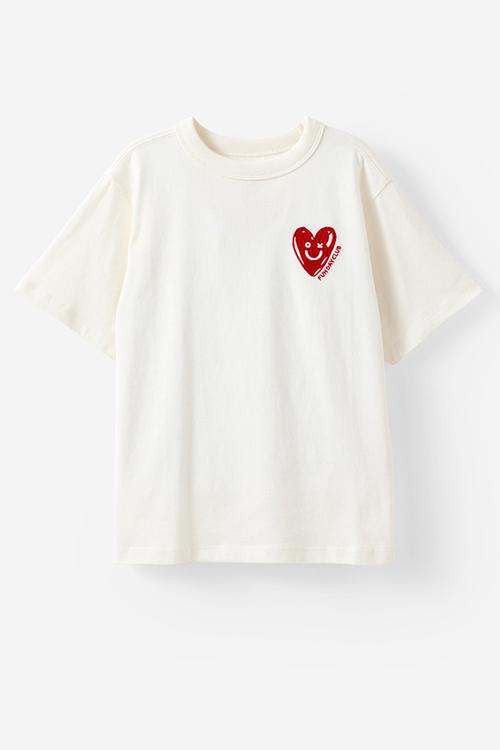 Poppy Oversize Graphic Print Tee - Vanilla/Hearts Fun Day