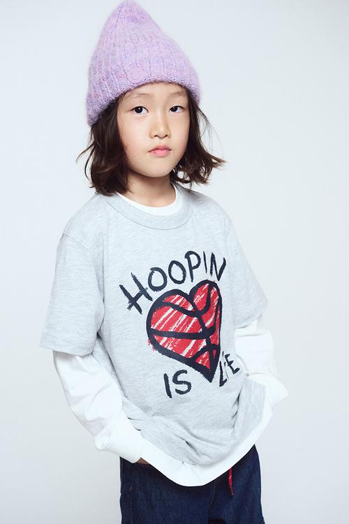 Jonny short sleeve graphic print tee - grey marle/hoopin is life