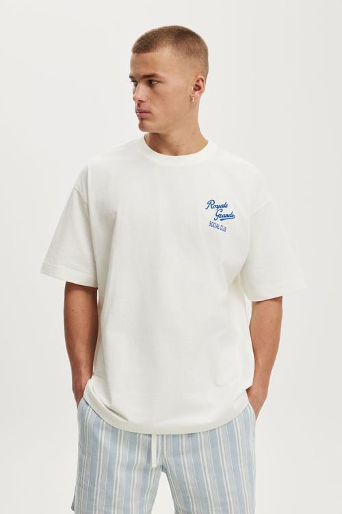 Box Fit Text T-Shirt - Vintage White/Royale Grande