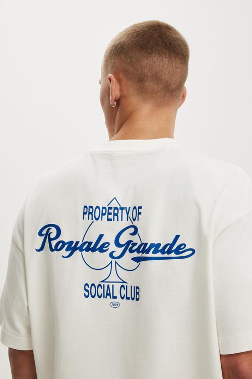 Box Fit Text T-Shirt - Vintage White/Royale Grande