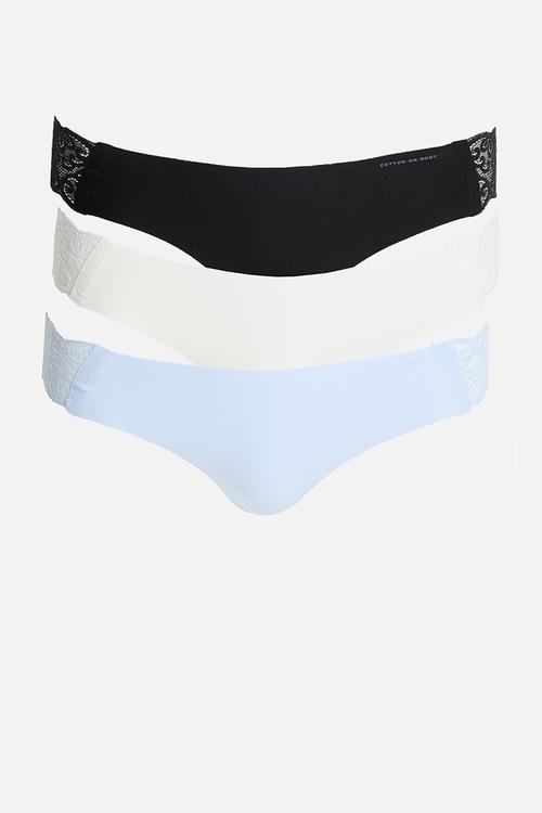 Party Pants Seamless G-String Brief 3Pk - Black/Cream/Violetblue