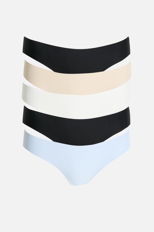 Party Pants Seamless Bikini Brief 5Pk - Black/Black/Frappe/Cream/Violet Blue
