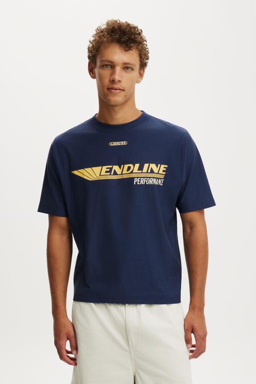 Cropped Fit Graphic T-shirt - Indigo/Endline