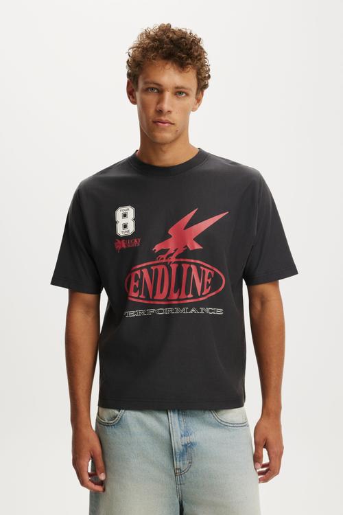 Cropped Fit Graphic T-shirt - Washed Black/Four Tune