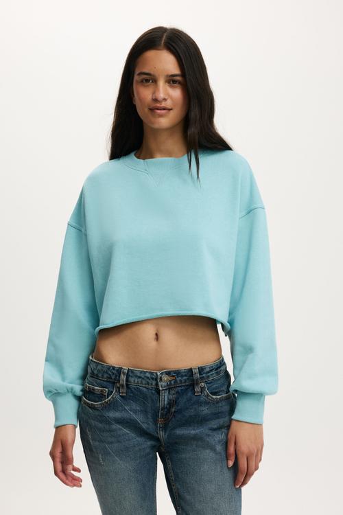 Cropped fleece sweatshirt - aquamarine