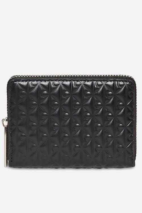 Emblem Emboss Zip Around Wallet - Black