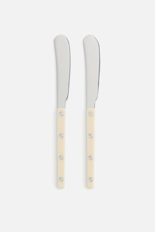 2 Pack stainless steel butter knives - light beige