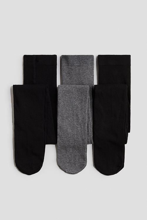 3-pack fine-knit tights - black