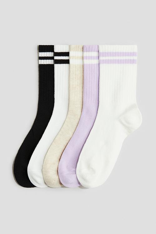 5-pack socks - purple/white