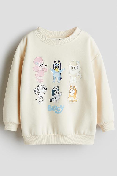 Printed sweatshirt - cream/bluey
