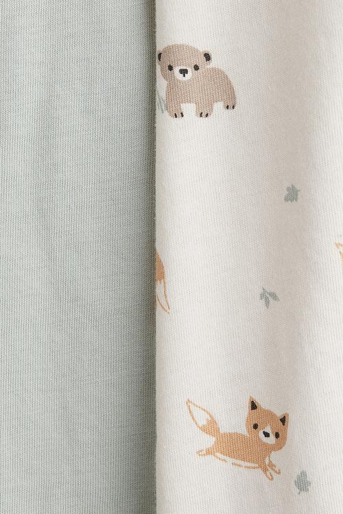 2-Pack cotton sleepsuits - light green forest animals 