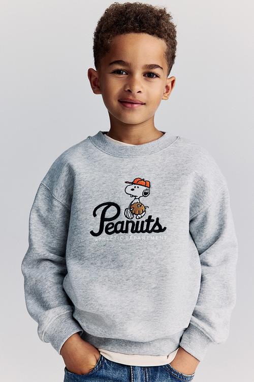 Oversized printed sweatshirt - light grey marl snoopy