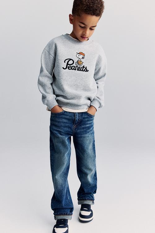 Oversized printed sweatshirt - light grey marl snoopy