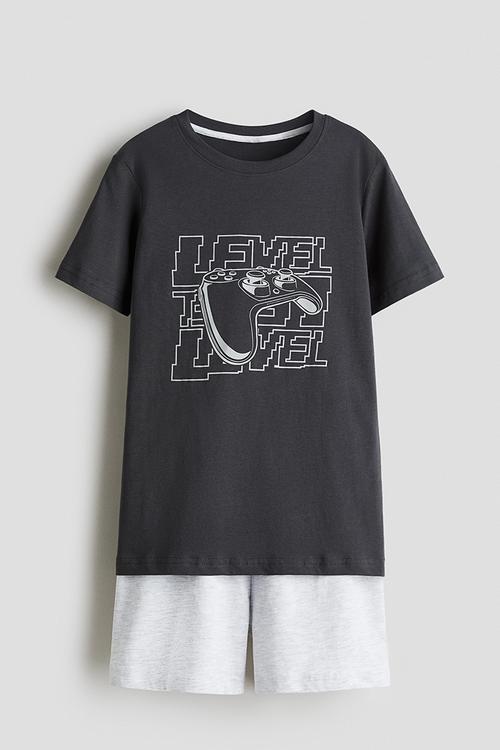 Cotton jersey pyjamas - grey/game controller