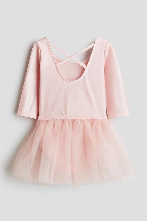 Dance leotard with tulle skirt - powder pink 