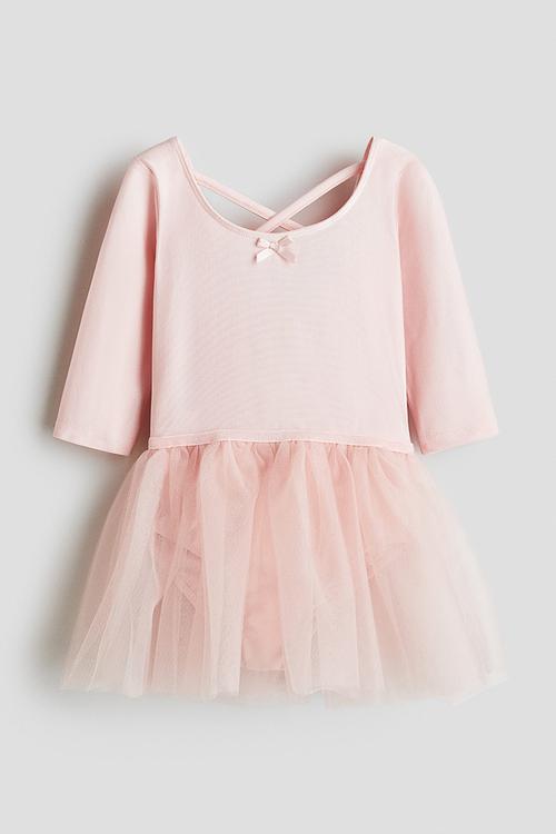 Dance leotard with tulle skirt - powder pink 
