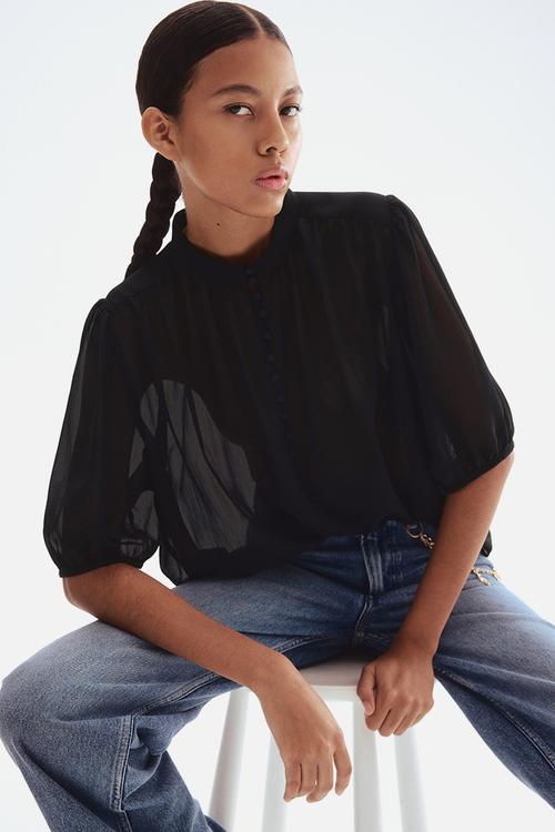 Crinkled blouse - black