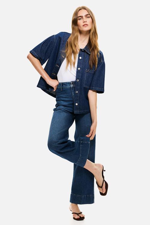 Wide high jeans - denim blue