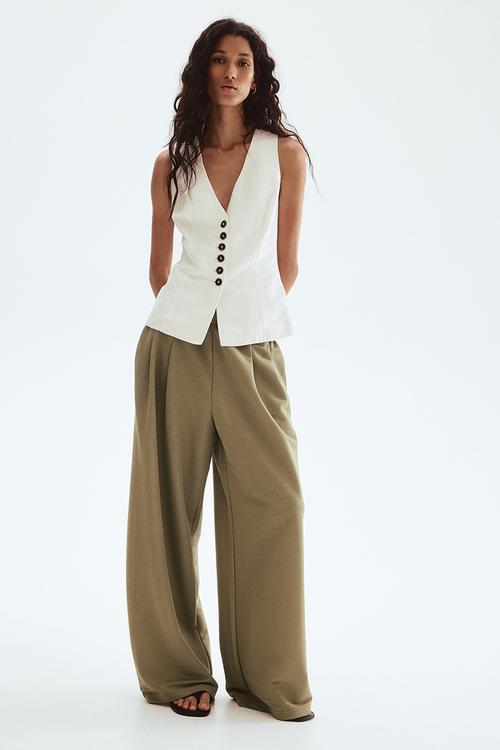Pull-on trousers - khaki green