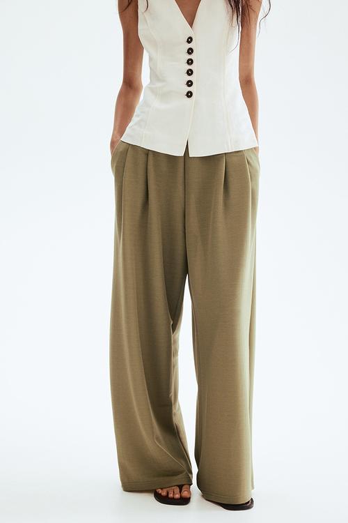 Pull-on trousers - khaki green