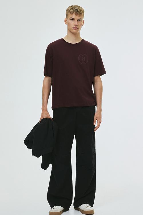 Loose fit printed T-shirt - plum