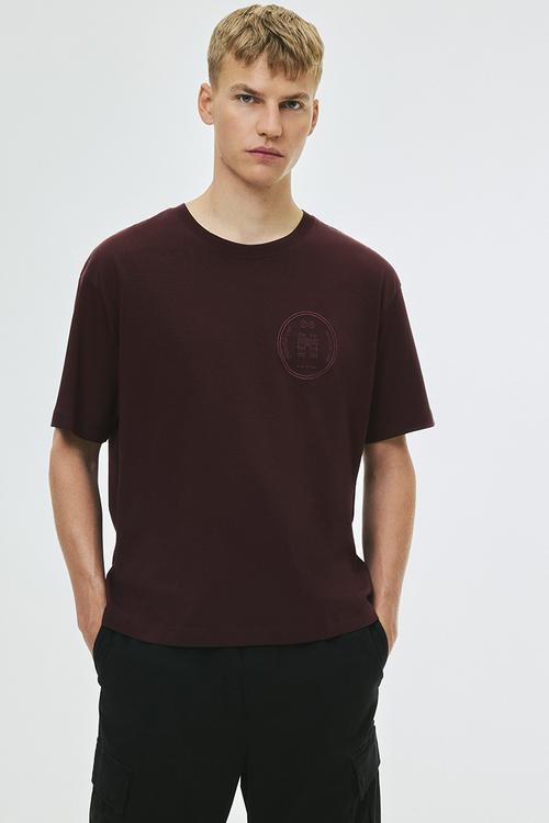 Loose fit printed T-shirt - plum