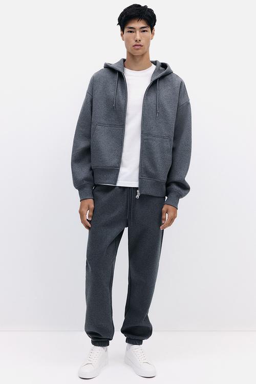 Oversized fit zip-through hoodie - grey