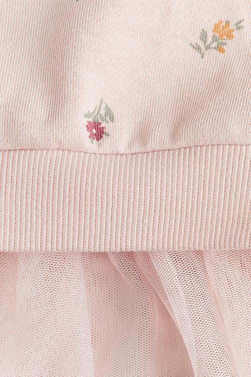 Tulle-skirt sweatshirt dress - light pink/floral