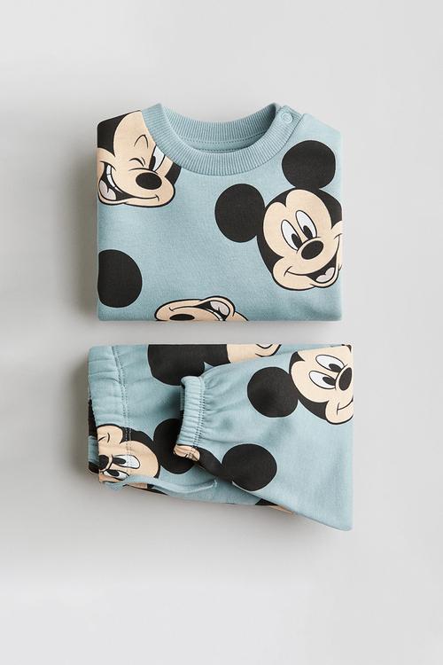 2-Piece printed sweatshirt set - dusty turquoise mickey mouse