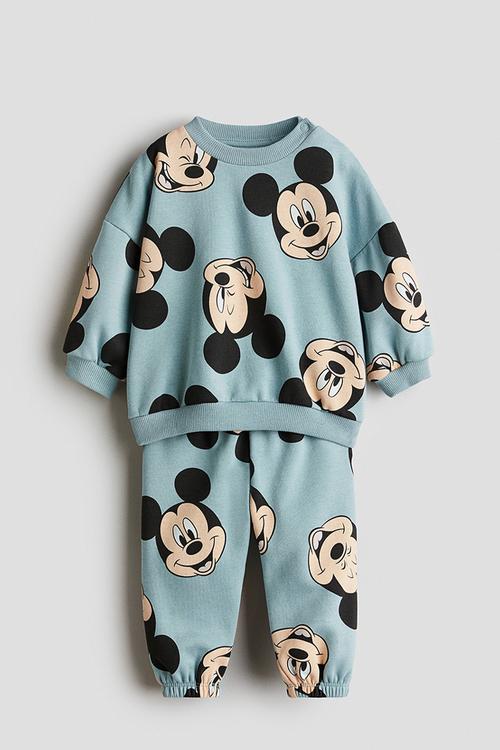 2-Piece printed sweatshirt set - dusty turquoise mickey mouse